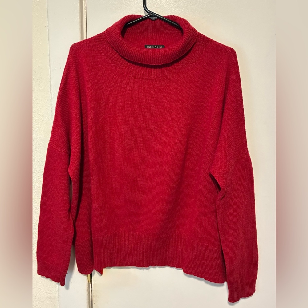 Eileen Fisher Vibrant Red Cowl Neck Sweater